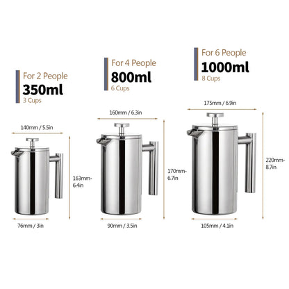 French Press Pot European-style Filter Press Hand-made Coffee Pots Doubleayer Brewing Stainless Steel Quality Coffeeware Teaware