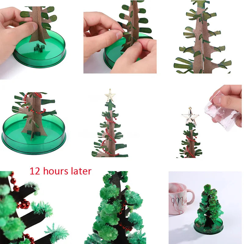 DIY Magic Growing Christmas Tree Three-Dimensional Crystal Amazing Paper Tree Blossom