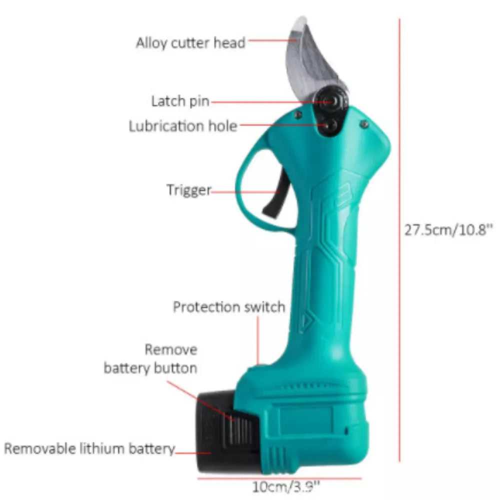 21V Cordless Electric Shear Pruner Brushless Efficient Garden Scissor Bonsai Pruning Tree Branches Cutter with Makita Battery