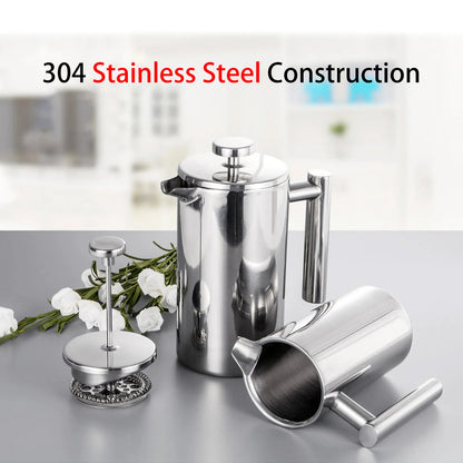 French Press Pot European-style Filter Press Hand-made Coffee Pots Doubleayer Brewing Stainless Steel Quality Coffeeware Teaware