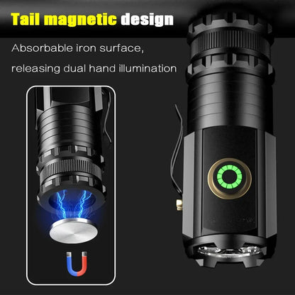 Powerful Mini EDC LED Flashlight 2000LM Super Bright Keychain Light USB Rechargeable Torch Camping Lantern with Power Indicator